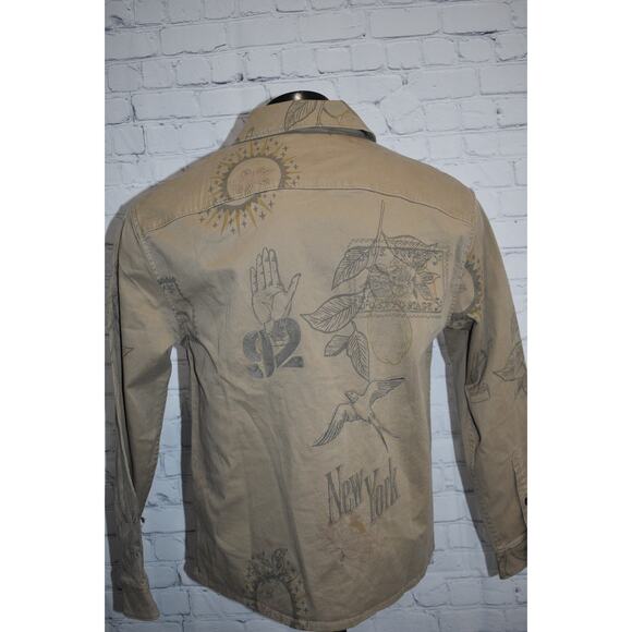 Abercrombie & Fitch shacket Shirt Mens Size Small Tan Floral Cotton NEW - Picture 4 of 8